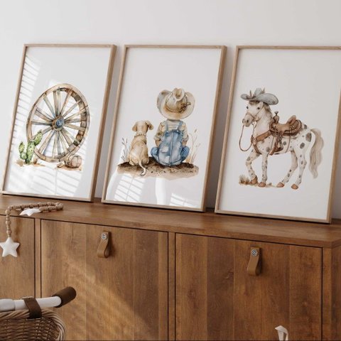 Kit 3 Quadros Decorativos Infantil | Sitio e Roça - Amigos da Fazenda NO2 - 30x40 - Moldura Madeira