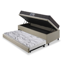 Ver imagem 4 de Bicama Box Baú Solteiro Linho Bege 88x188 com Colchão Pantanal Espuma D28 Anjos