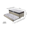 Bicama Box Baú Solteiro Linho Bege 88x188 com Colchão Pantanal Espuma D28 Anjos - 2