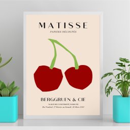 Quadro Cozinha Matisse - Cerejinhas 45x34cm - com Vidro:moldura Branca - 2