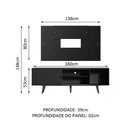 Ver imagem 3 de Rack Madesa Dubai com Pés e Painel para TV até 58 Polegadas Preto/Rustic 8ND8 Cor:Preto/Preto/Rustic
