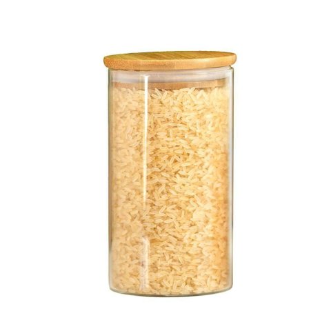 Pote de Vidro Porta Mantimentos Hermético com Tampa de Bambu 770ml - Plasvale Marrom