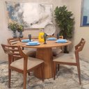 Ver imagem 2 de Mesa de Jantar Cone Tampo Redondo Laminado Base Oitavada Mel 1,20 M **somente a Mesa**