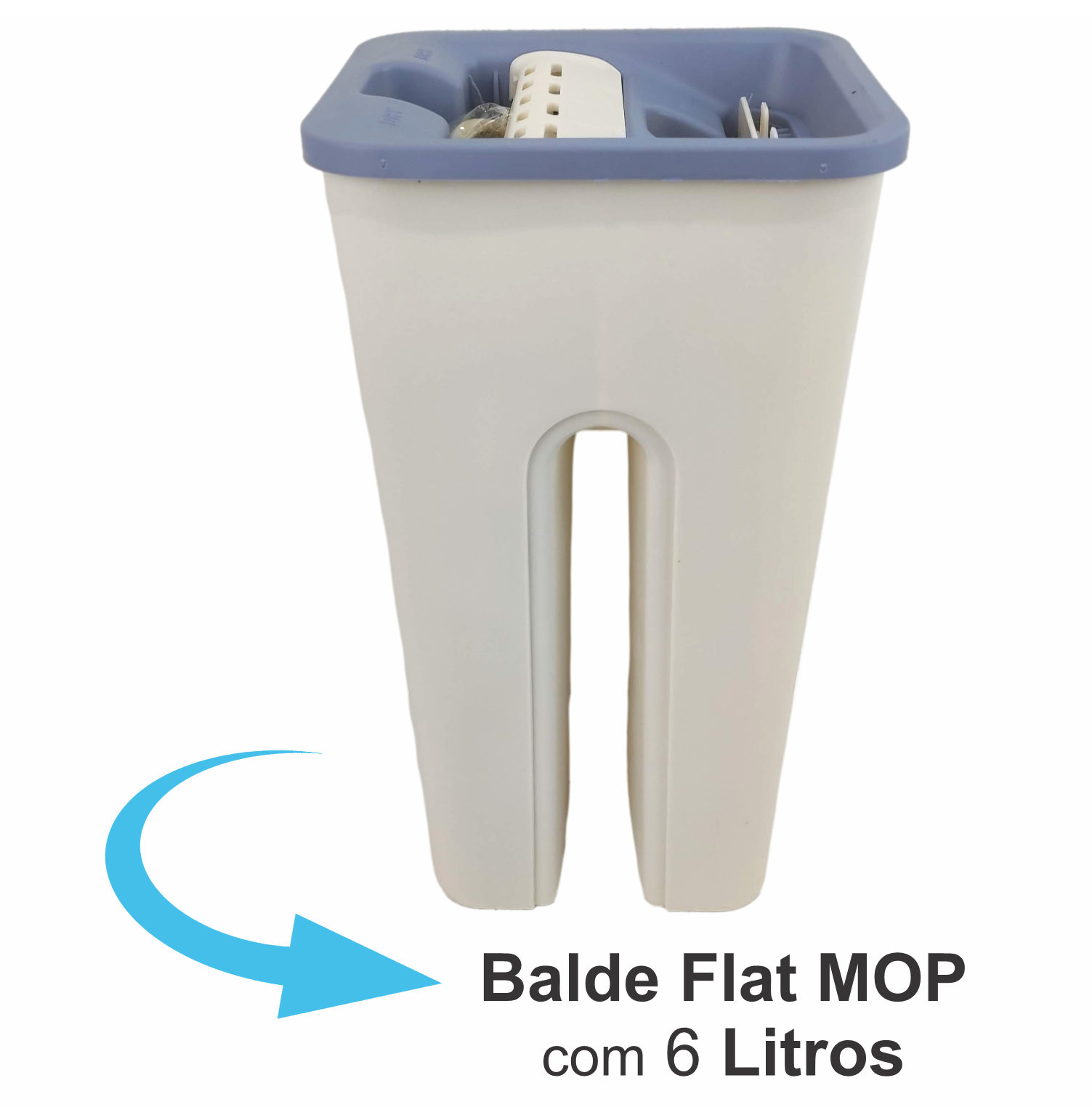 Mop Flat Rodo Esfregão Multiuso Giratório Microfibra com Balde Lava Seca 2 Refil Baldde 6 Litros - 4