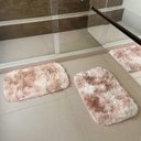 Ver imagem 1 de Kit Tapete Pelo Alto Felpudo Peludo Macio Anti Derrapante Alérgico Mesclado Bege 40 x 60 cm
