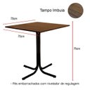 Ver imagem 2 de Mesa de Jantar Quadrada 70cm Preta Tampo Madeira Imbuia