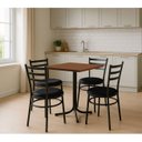 Ver imagem 3 de Mesa de Jantar Quadrada 70cm Preta Tampo Madeira Imbuia