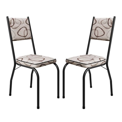 Kit 2 Cadeiras de Jantar em Aço Tubular 258 Sf Preto/Cedro - Movelpolo