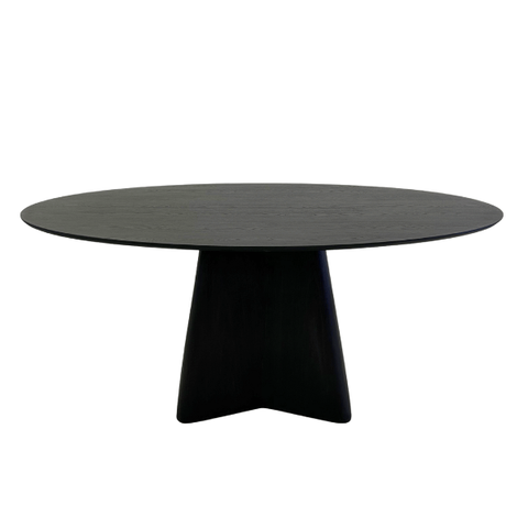 Mesa de Jantar Cone Lazo Oval 180x100 Cm Tampo Ébano Base Ébano