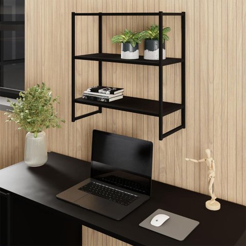 Nicho Aéreo Industrial 63cm X 66cm 3 Prateleiras F5 Office Cor:preto