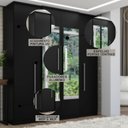Ver imagem 5 de Guarda Roupa Casal Splendore Glass 4 Portas Preto - Thb Móveis