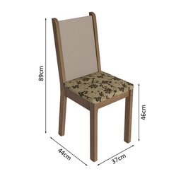 Conjunto Sala de Jantar Mesa Tampo de Vidro 4 Cadeiras Rustic/crema/bege Marrom Tifani Madesa - 3