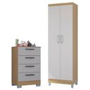 Ver imagem 1 de Cômoda 867 4 Gavetas com Armário Multiuso 2 Portas Damasco Off White - Poquema