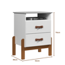Kit 2 Mesas de Cabeceira Cama Quarto Mini Cômoda Gaveteiro com Puxador em Couro Sonetto - Branco - 2