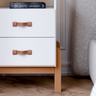 Kit 2 Mesas de Cabeceira Cama Quarto Mini Cômoda Gaveteiro com Puxador em Couro Sonetto - Branco - 7