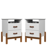 Kit 2 Mesas de Cabeceira Cama Quarto Mini Cômoda Gaveteiro com Puxador em Couro Sonetto - Branco - 9