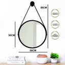 Ver imagem 7 de Kit 2 Espelhos Redondo Adnet Decorativo Suspenso com Alça 50cm + Suporte Dourado com Alça Caramelo