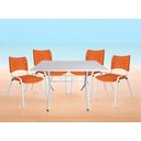 Ver imagem 1 de Jogo Mesa 120x70 para Restaurante Comércio com 4 Cadeiras Iso Laranja Base Branca Ecomhome