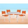 Jogo Mesa 120x70 para Restaurante Comércio com 4 Cadeiras Iso Laranja Base Branca Ecomhome - 1
