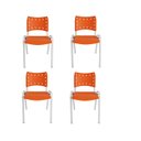 Ver imagem 3 de Jogo Mesa 120x70 para Restaurante Comércio com 4 Cadeiras Iso Laranja Base Branca Ecomhome