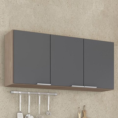 Armário de Cozinha Aéreo 120cm Pérola Z34 Freijó/grafite - Mpozenato