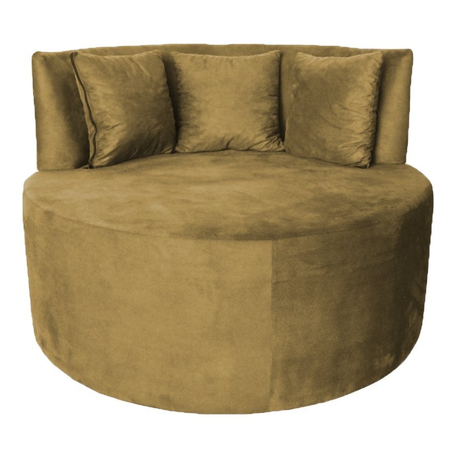 Sofá Puff Chaise Redondo Barcelona Suede Capuccino Dimazza Móveis