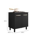 Ver imagem 3 de Balcão de Cozinha para Cooktop 4 e 5 Bocas 80 Cm 2 Portas Preto
