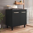 Ver imagem 1 de Balcão de Cozinha para Cooktop 4 e 5 Bocas 80 Cm 2 Portas Preto