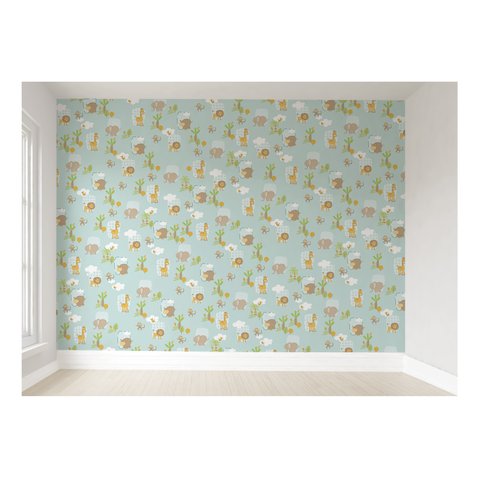 Papel de parede safári bebê infantil para quarto infantil M² PP95
