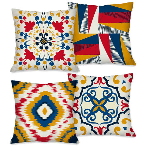 Kit com 4 Capas para Almofadas Decorativas Abstrato Colorido