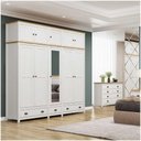 Ver imagem 1 de Conjunto Topázio Branco/carvalho Guarda-roupa Casal 5 Portas C/ Maleiro Cômoda 8 Gavetas