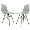 Ver imagem 1 de Kit 2 Cadeira Eiffel Moderno Bege Sala Jantar Base Madeira