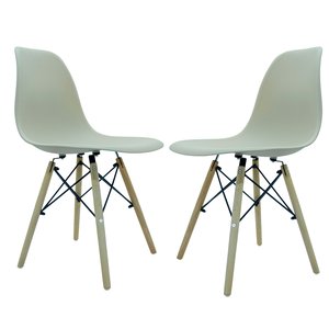 Kit 2 Cadeira Eiffel Moderno Bege Sala Jantar Base Madeira