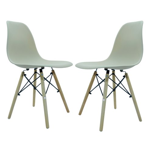 Kit 2 Cadeira Eiffel Moderno Bege Sala Jantar Base Madeira