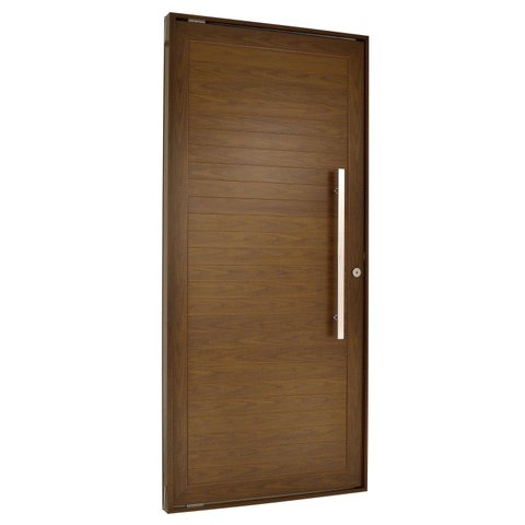 Porta Lambril Pivotante com Puxador Topsul 220x100cm Esquadrisul Abertura Esquerda Marrom