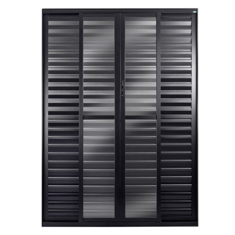 Porta Balcão Central Veneziana 6 Folhas Topsul 210x150cm Esquadrisul Ambos Os Lados Preto