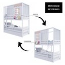 Ver imagem 6 de Treliche Casinha Reta com Grade Removível e Cortina Madeira Maciça Branco/ Rosa Housin