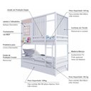 Ver imagem 3 de Treliche Casinha Reta com Grade Removível e Cortina Madeira Maciça Branco/ Rosa Housin