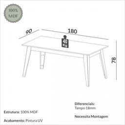 Mesa de Jantar 6 Lugares Lisboa Off White/freijó - Dalla Costa - 3