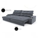 Ver imagem 4 de Sofá com Chaise Santiago 4 Lugares Retrátil e Reclinável 230cm Grafite Linho