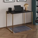 Ver imagem 1 de Escrivaninha Industrial Office Preta 90x53 Grécia Base Dourada