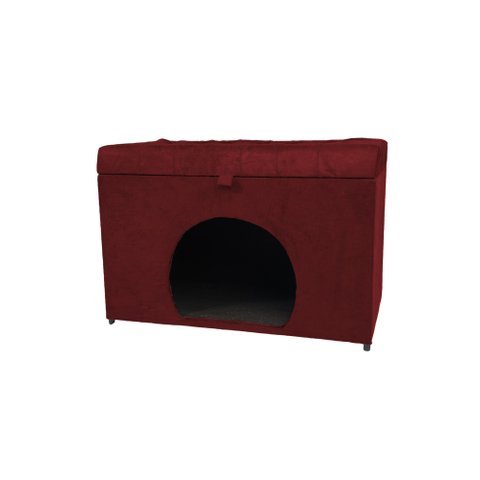 Puff Pet Baú Estofado para Cachorro e Gato - Vinho