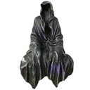 Ver imagem 1 de Exu Protetor Capa Sentado Sem Rosto Cinza 15 cm Resina