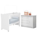 Ver imagem 3 de Conjunto Infantil Aurora Branco/branco: Berço Aurora + Kit Rodízios + Cômoda Aurora + Guarda-