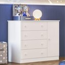 Ver imagem 2 de Conjunto Infantil Aurora Branco/branco: Berço Aurora + Kit Rodízios + Cômoda Aurora + Guarda-
