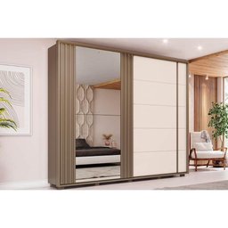 Guarda Roupas 2 Portas de Correr Havai Deslizantes e 6 Gavetas Duna/Off White - Henn - 1 Guarda Roupas 2 Portas de Correr Havai Deslizantes e 6 Gavetas Duna/Off White - Henn - 1