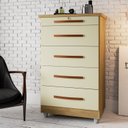 Ver imagem 1 de Cômoda para Quarto 5 Gavetas 1 Gaveta com Chave Emas Bege/Mel/Pérola
