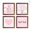 Ver imagem 1 de Kit com 4 Quadros Decorativos Infantil Balão Nuvens Menina:tabaco