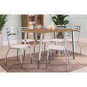 Ver imagem 1 de Conjunto: Mesa de Cozinha Iguaçu C/ Tampo de Madeira 1.60cm + 6 Cadeiras Portugal Cromada/branco