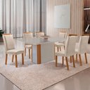 Ver imagem 2 de Mesa de Jantar Isadora 180cm Tampo MDF Vidro Canto Copo com 6 Cadeiras Lorena